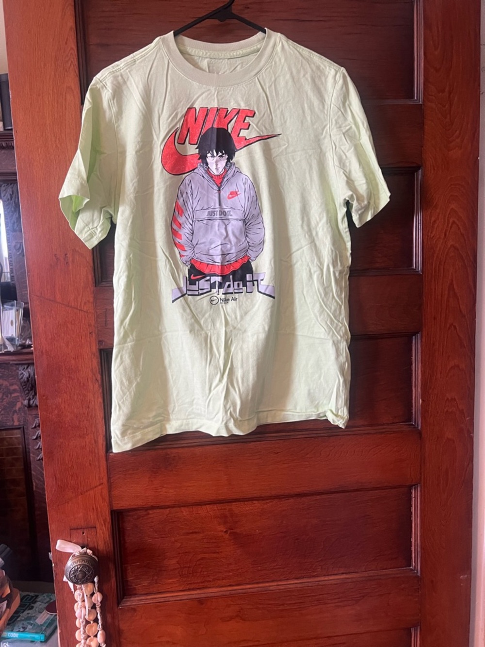 Nike Light Green Graphic Short Sleeve Tee with Red Accents